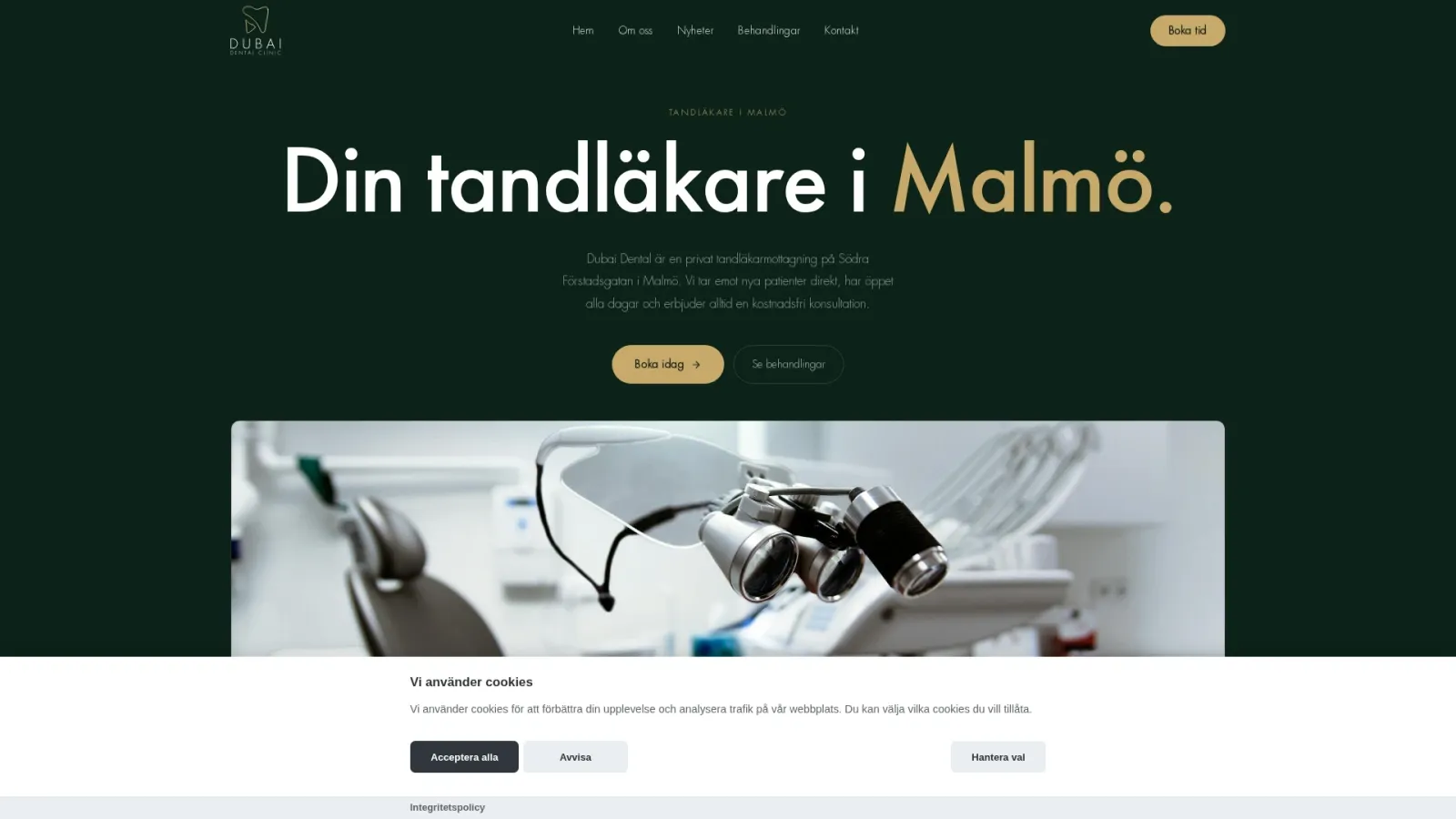 Bild på dubai dental malmö hemsidan